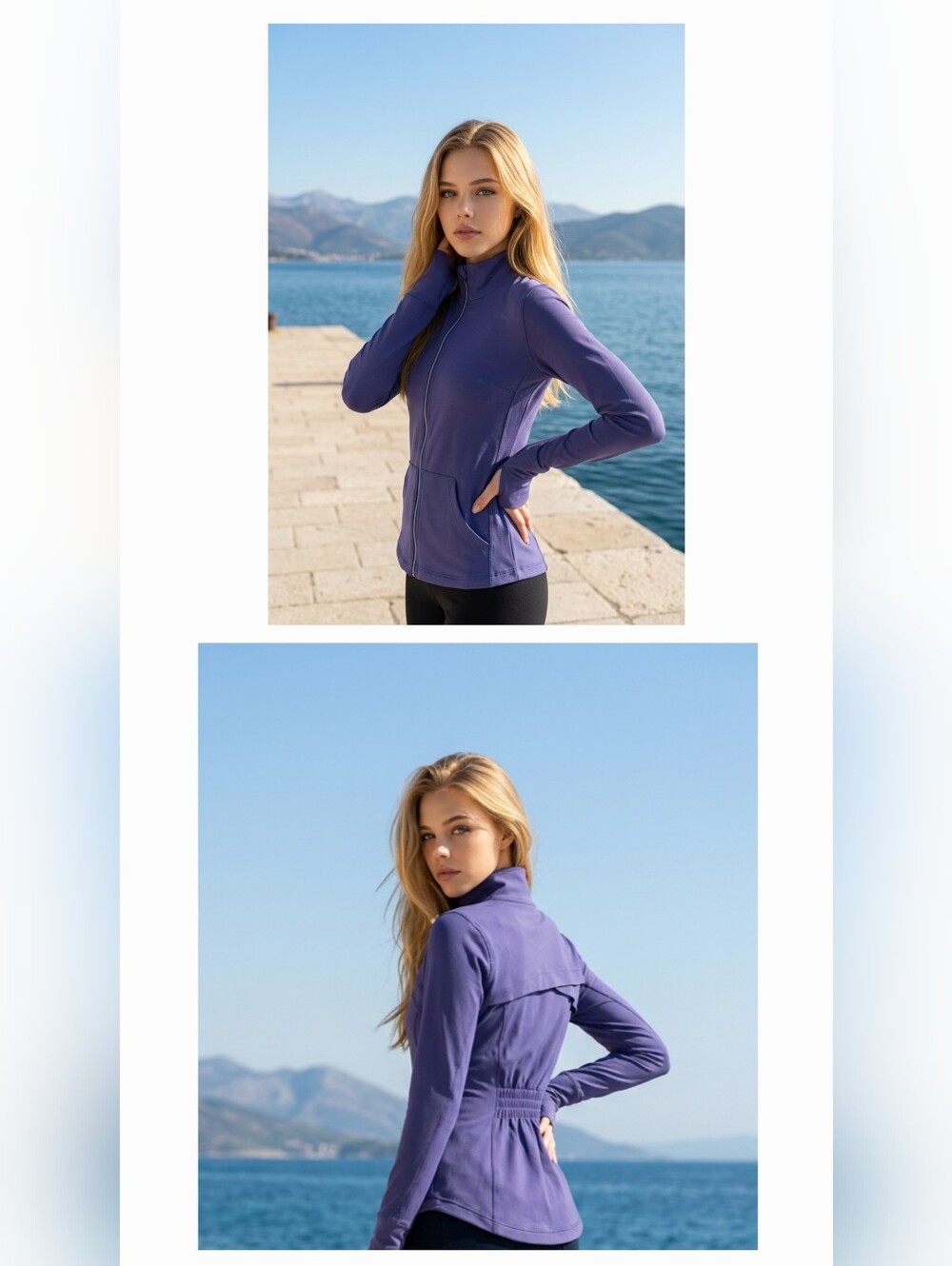 Lucy Activewear SZ XS Full Zip Mock Neck Fitted Moisture Wicking Jacket Purple